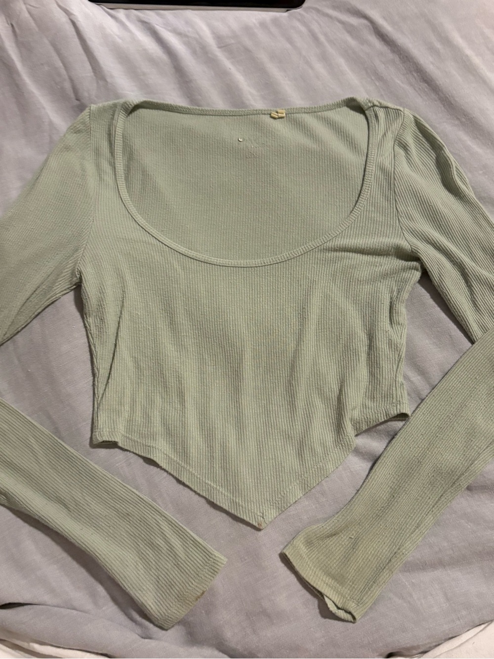 PacSun Sage Green Ribbed Scoop Neck Cropped Top